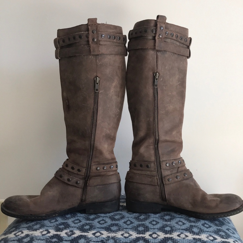 Born Brand: below the knee leather boots.